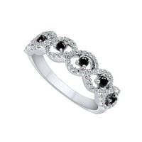 Carat okrugli crno-bijeli prirodni dijamantski godišnjički prsten u 10K čvrstog zlatnog prstena-6,5