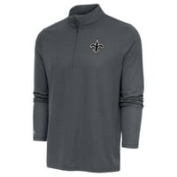 Muški antigua Heather Carcoal New Orleans Saints Metalik Logo Epskog tromjesečja-zip pulover