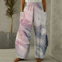 CLLIOS WOOMENS PLUS size pamučne posteljine hlače Ljeto Visoko struk Pantne casual Flowy Crowstring