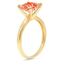 CT Sjajno princeze simulirani crveni dijamant 14k žuti zlatni pasijans prsten sz 10.25