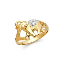 Dragulji LU 14K bijelo i žuto zlato dva tonska modna godišnjica slonova prstena veličine 5