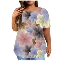 Ženska majica s kratkim rukavima okrugla vrat plus veličina majica Flow Flower Ispiši ležerne vrhove