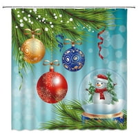Crtane božićne tuširane zavjese Božićno stablo Snjegović obojene kuglice Kupatilo Kupatilo Kućni dekor