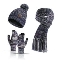 DOOLLAND Zimska topli debeli plesni šešir dugi šal i na dodir zaslon za pokretne rukavice
