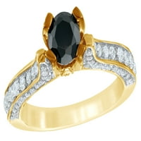 Crno-bijeli prirodni dijamantni zaručni prsten u 10k žutom zlatu