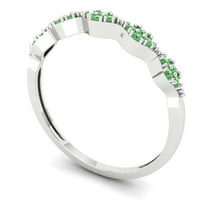 0. CT sjajan okrugli rez simulirani zeleni dijamant 14k bijeli zlatni nosač za slaganje SZ 10.5