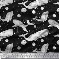 Soimoi Rayon tkanina zvijezda, mjesec i kitovi okeanski dekor tkanini Široko dvorište