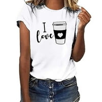 Lovskoo Ljetni vrhovi za žensku košulju Trendy kratki rukav plus veličina seksi love-cup majica majica