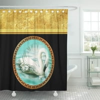 Girly Labud u tirkiznoj zlato i crnoj uzorak sjajno zastava za tuširanje kupatila