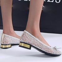 NSENDM Womens Sandale veličine široke širine plitke čipke Bowknot Hollow Fashion rhinestone čipke sandale