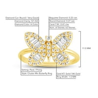 London Fine nakit Carat baguette Diamond Butterfly prsten, prsten odjava, dainty leptir nakit za žene,