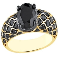 Crni prirodni dijamantski zaručni zaručni prsten u 10K žutom zlatu