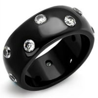 Luxe nakit dizajnira ženski IP Black pozlaćeni prsten od nehrđajućeg čelika sa CZ - veličine
