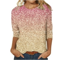 Ženske cvjetne majice Labave Ležerne prilike Srednjeg pulover majica rukava rukavica okrugla vrata bluza
