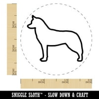Sibirski husky pas nacrtani samo-inking gumeni mastilo za mastilo - smeđa tinta - mala