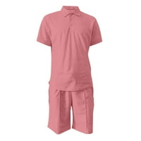 Funicet muške polo majice s kratkim rukavima Midlice muške kratke hlače za majice ružičaste l