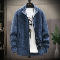 Jesen i zimski muški modni kardigan topla jakna s kapuljačom s kapuljačom plavi xxxxl