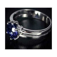 Sterling srebrni certificirani plavi safirni prsten ručno rađen nakit besplatni brod