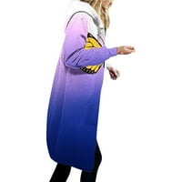 Fatuov ženski dugi kaput dugih rukava s dugim rukavima gradijent ispis labav poklon za žene plave jakne