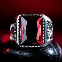 Vintage Muškarci Fau Gemstone volfram Maple Žuljeni prsten prsten nakit poklon