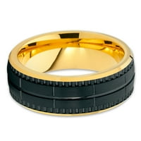 Žuti zlatni volfram Prsten - crni vjenčani pojas - Žuti zlatni volfram Band - Muški prsten