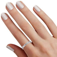 0. CARAT Okrugli bijeli prirodni dijamantni zaručni prsten za akcentni zig-zag u stilu 14K čvrsto bijelo