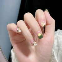 Kratka štampa na noktima slatka cvijeća Dizajn lažnih noktiju punim pokrivenim noktima
