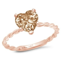 2.0ct srčani šampanjac simulirani dijamant 14K 14K ruža Gold Gold Anniverment prsten veličine 8