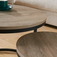 Censi French Hrast okrugli stolni stol za dnevni boravak, 23,6 Moderni stolić za kavu i metalni akcent