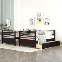 BornMio Twin preko dvostrukih drvenih kreveta sa dva kreveta sa dve ladice - Espresso ·