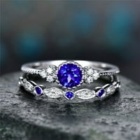 Pgeraug pokloni za žene Modni dijamantni prsten par nakit set veličine 5- prsten plavi