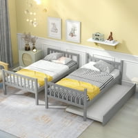 Twin preko dvostrukih kreveta sa kat sa spoljom; Čvrsto drveni spoljni krevet sa sigurnosnim šinećima