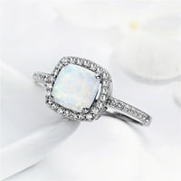 Srebrni prsten za žene Opal prsten okrugli Opal bijeli kamen ručni nakit modni nakit prsten