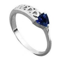 0. CT trillion Vintage Style Blue Sapphire Prsten pasijansa, zlato - veličina 6.5