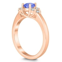 Ženski tanzanite i dijamantni cintni prsten u 10k ružičastog zlata