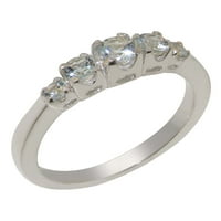 Britanci napravio 10k bijelo zlato Real Pravinski prsten Aquamarine Womens - Opcije veličine - Veličina