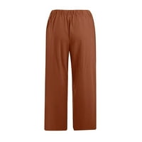Fartey Womens Pamučne platnene hlače elastične visoko strukske vučne komore sa dnevne pantalone sa dnevnim