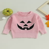 Allshope baby pleteni džemper Halloween bundeve lubanje, ležerne ploče dugih rukava s dugim rukavima