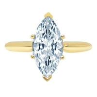 2. CT sjajan markiza Clear Simulirani dijamant 18k žuti zlatni pasijans prsten sz 4,75