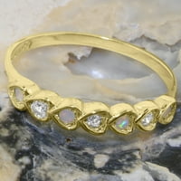 Britanci napravio 10k žuto zlato prirodni dijamant i opal ženski vječni prsten - Opcije veličine - veličine
