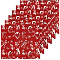 Sretna Novogodišnja crvena placemat držač ploče od 6, zaštitni stolni prostirci