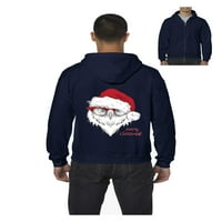 MMF - Muška dukserica pulover punog zip - božićna sova sa crvenim šeširom i naočarima