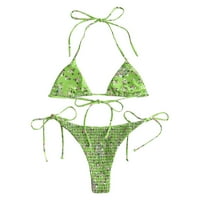 Žene kupaće odijelo Podignite životinjski i cvjetni print gudački bicikli Bikini set dva kupaća kostim