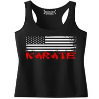 Junior's karatea Američka zastava TV TV Crna Racerback Tank TOP majica Velika crna