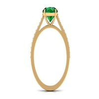 Pasijans je stvorio smaragdni prsten sa dijamantskim bočnim kamenjem - AAAA kvalitetom, 14k žuto zlato,