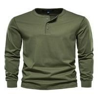 Muški atletski čvrsti boju majice Ležerne prilike Henley gumba Plain Tops Bluze Green 3xl