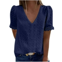 Ljetne košulje za žene omotaju vrhove čvrstog rukava s kratkim rukavima V-izrez T-majica Trendy majica