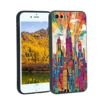 Kompatibilan sa iPhone Plus telefonom, vibrant-City-Skyline-Designs - Case Silikon zaštitni za teen
