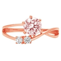 0,96ct okrugli rez ružičasti simulirani dijamant 14k ružičasti ružin zlato gravirajući godišnjicu Angažovanje