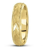 Pleteni muškarac za vjenčani prsten Dijamantni rez od 14k žuto zlato